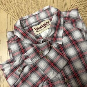 VTG Wrangler Rugged Wear‎ Mens Large Tall Plaid Long Sleeve Button Down Shirt